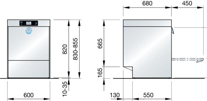 Glasswasher M-iClean-afmetingen